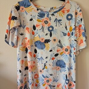LuLaRoe Floral Top - Blue, Pink, Yellow